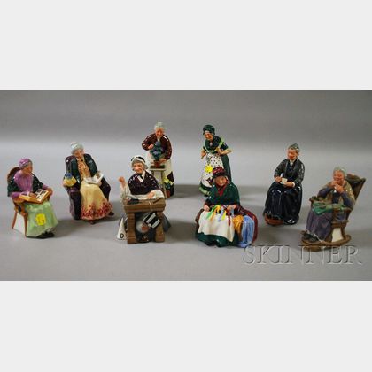Eight Royal Doulton Porcelain Figures and Figural Groups