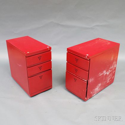 Pair of Modern Red File Cabinets