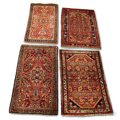 Two Sarouk and Two Hamadan Area Rugs