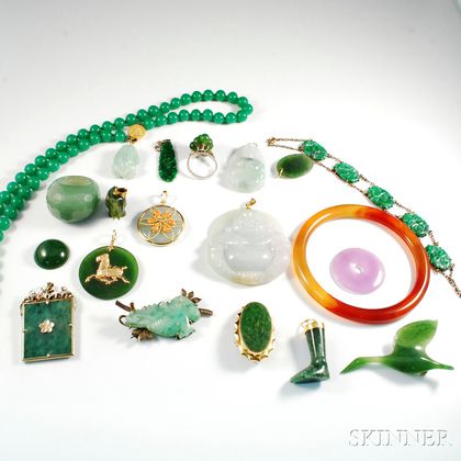 Group of Asian Hardstone Jewelry