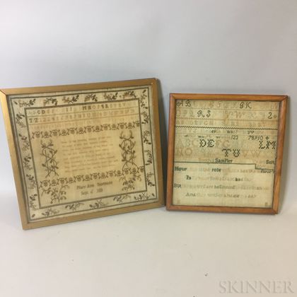 Two Small Framed Needlework Samplers