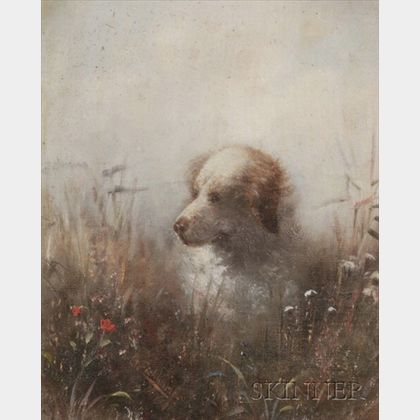 Gustav Eichhorn (German, 1875-1928) Dog in a Field of Wild Flowers.