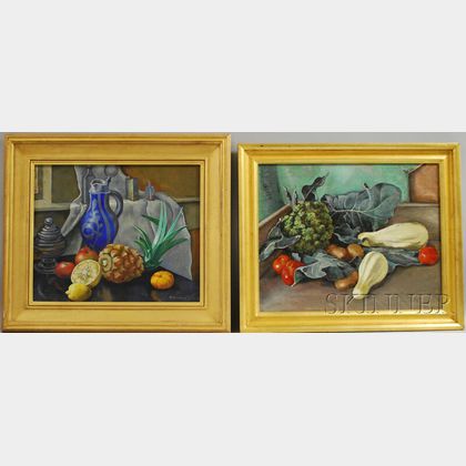 Molly (Burroughs) Luce (American, 1896-1986) Two Works: Still Life with Fruit