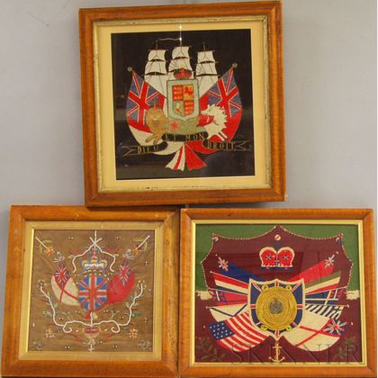 Three Framed Woolwork Maritime Pictures