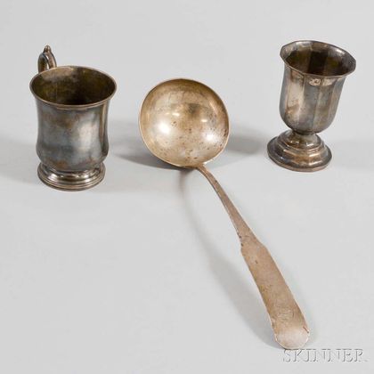 Coin Silver Ladle, Cup, and Cann