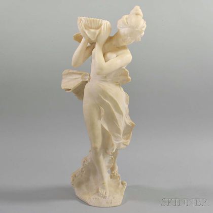 Carved Alabaster Figure of a Classical Maiden