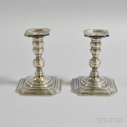 Pair of Black, Starr & Gorham Sterling Silver Weighted Candlesticks