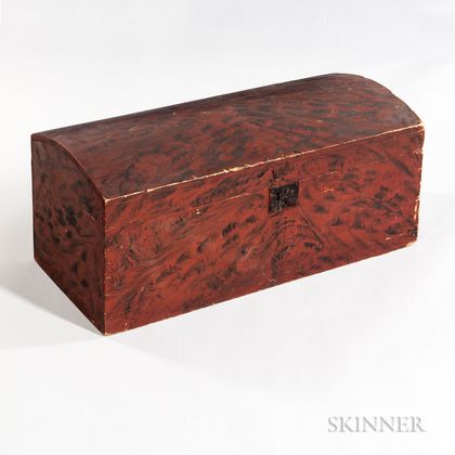 Red- and Black-painted Dome-top Box