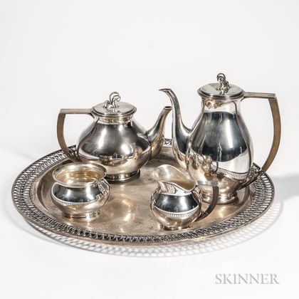 Five-piece Danish Sterling Silver Tea and Coffee Service