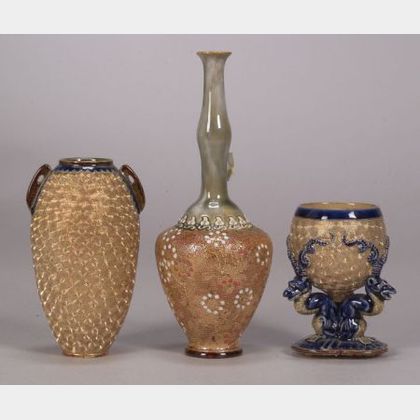 Three Doulton Stoneware Vases