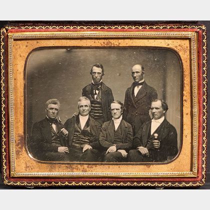 Quarter Plate Daguerreotype of Six Historical Figures