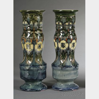 Pair of Utrecht High Glaze Pottery Vases