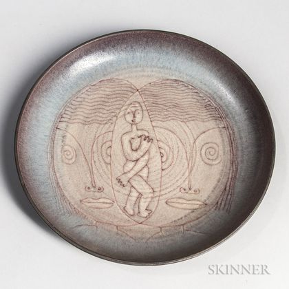 Edwin and Mary Scheier Decorated Pottery Bowl 