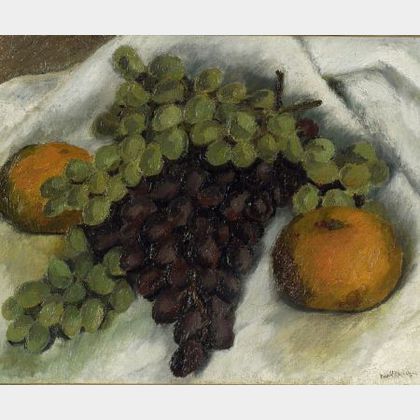 Walter (Walt) Francis Kuhn (American, 1880-1949) Still Life with Grapes and Oranges