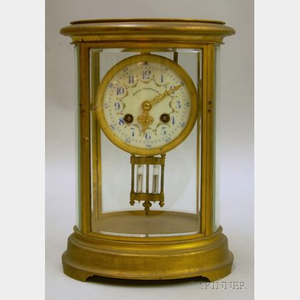 French Oval Crystal Regulator Clock