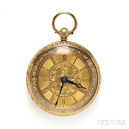 Antique 18kt Tricolor Gold Open Face Pocket Watch