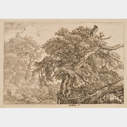 Lot of Six Landscape Etchings: Five attributed to Jacob van Ruisdael 