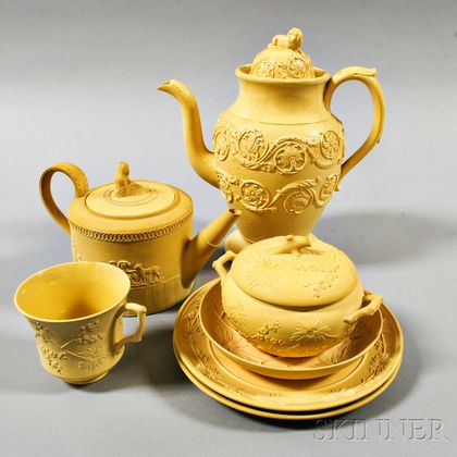 Seven Mostly Wedgwood Caneware Items