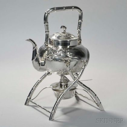 Chinese Export Silver Kettle-on-Stand