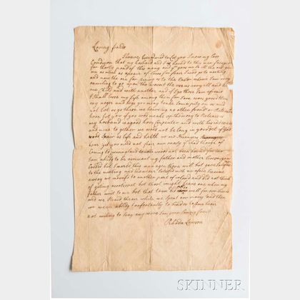 Irish Indentured Servant Letter, New England, 18th Century.