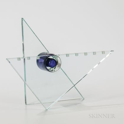 Modernist Art Glass Menorah