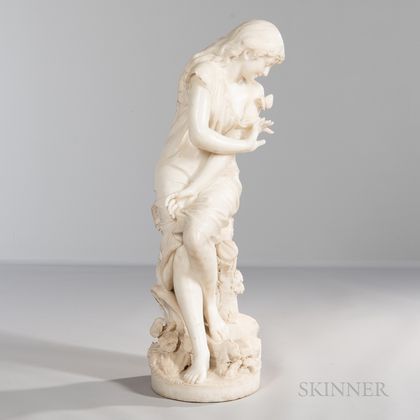 Carved Alabaster Figure of a Maiden