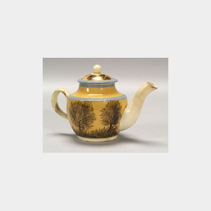 Small Mochaware Covered Teapot