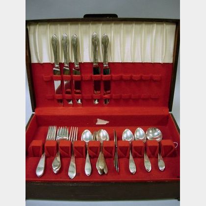 Thirty-three Piece Dominick & Haff Sterling Silver Pointed Partial Flatware Set