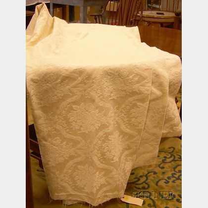 White Damask Cotton Upholstery Fabric Remnant