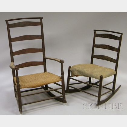 Two Shaker Production Maple Slat-back Rocking Chairs