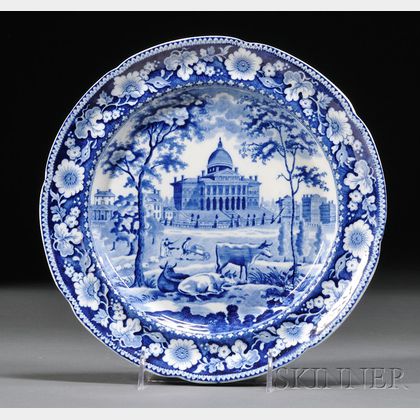 Historical Blue Transfer-decorated Staffordshire Pottery Dinner Plate