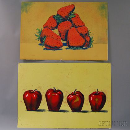 Aaron Fink (American, b. 1955) Five Color Prints: (Three) Four Apples