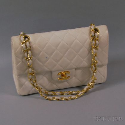 Chanel White Quilted Lambskin Handbag