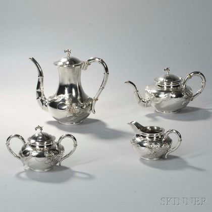 Four-piece Chinese Export Sterling Silver Tea and Coffee Service
