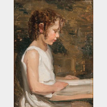 Agnes M. Richmond (American, 1870-1964) Profile of a Seated Girl Reading