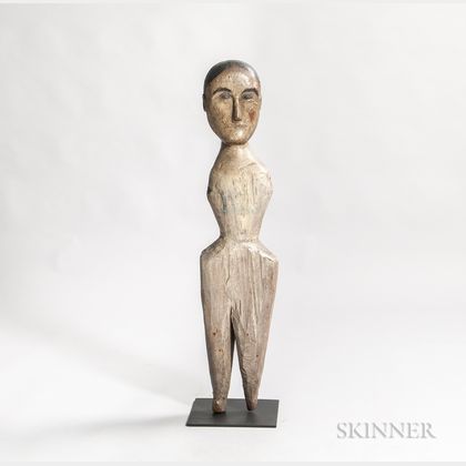 Large Carved and Painted Female Doll Figure
