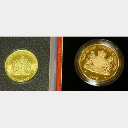 Cayman Islands $250 and $100 Gold Proof Commemorative Coins