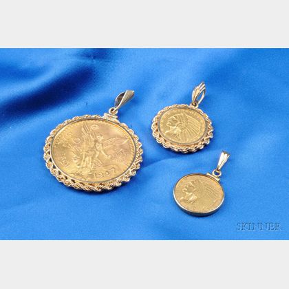 Three Gold Coin Pendants