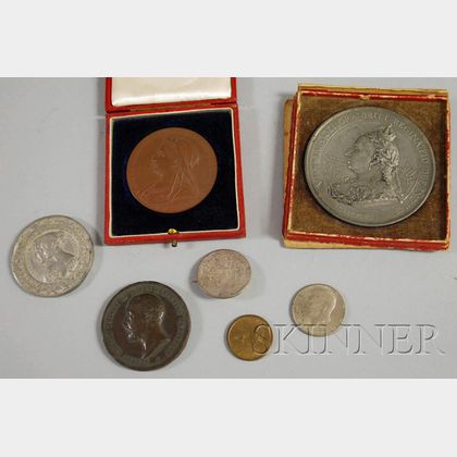 Seven Queen Victoria Related Medallions and Other Coins