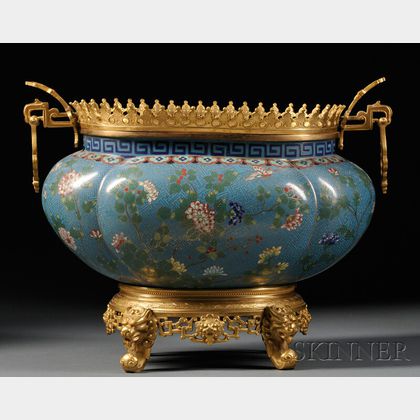 Cloisonne Bowl with Gilt Stand