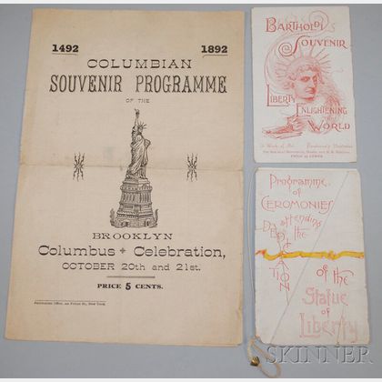 Two 1892 Columbus Celebration/Statue of Liberty Dedication Ceremony Souvenir "Programmes,"