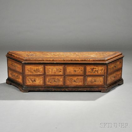 Baroque-style Walnut-veneered Table Cabinet