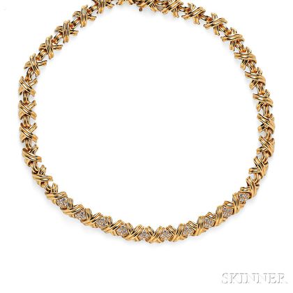 18kt Gold and Diamond "Signature" Necklace, Tiffany & Co.