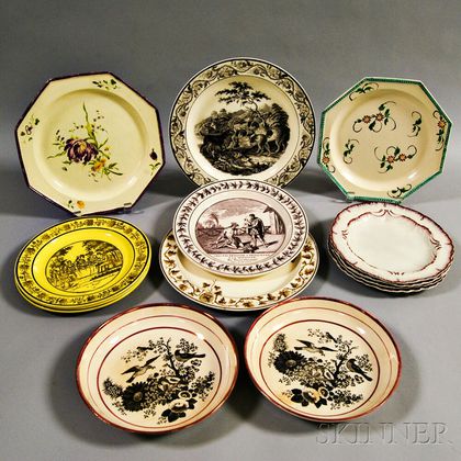 Fourteen Transfer-decorated Ceramic Dishes