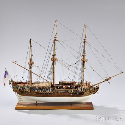 Painted Wooden Model of the Royal Yacht Royal Caroline