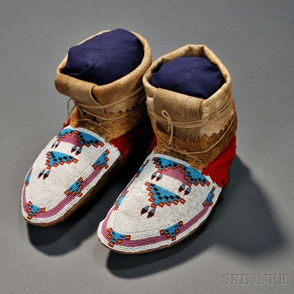 Plains Cree Beaded Buffalo Hide Moccasins Auction Number 2893B Lot ...