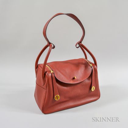 Hermes Red Leather "Lindy" Handbag