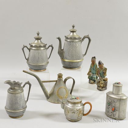 Small Group of Decorative Metal and Pottery Items. Estimate $200-300