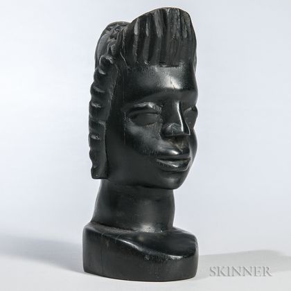 Carved Wooden Head of a Woman. Estimate $150-250