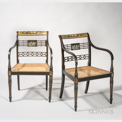 Pair of Regency-style Painted Armchairs